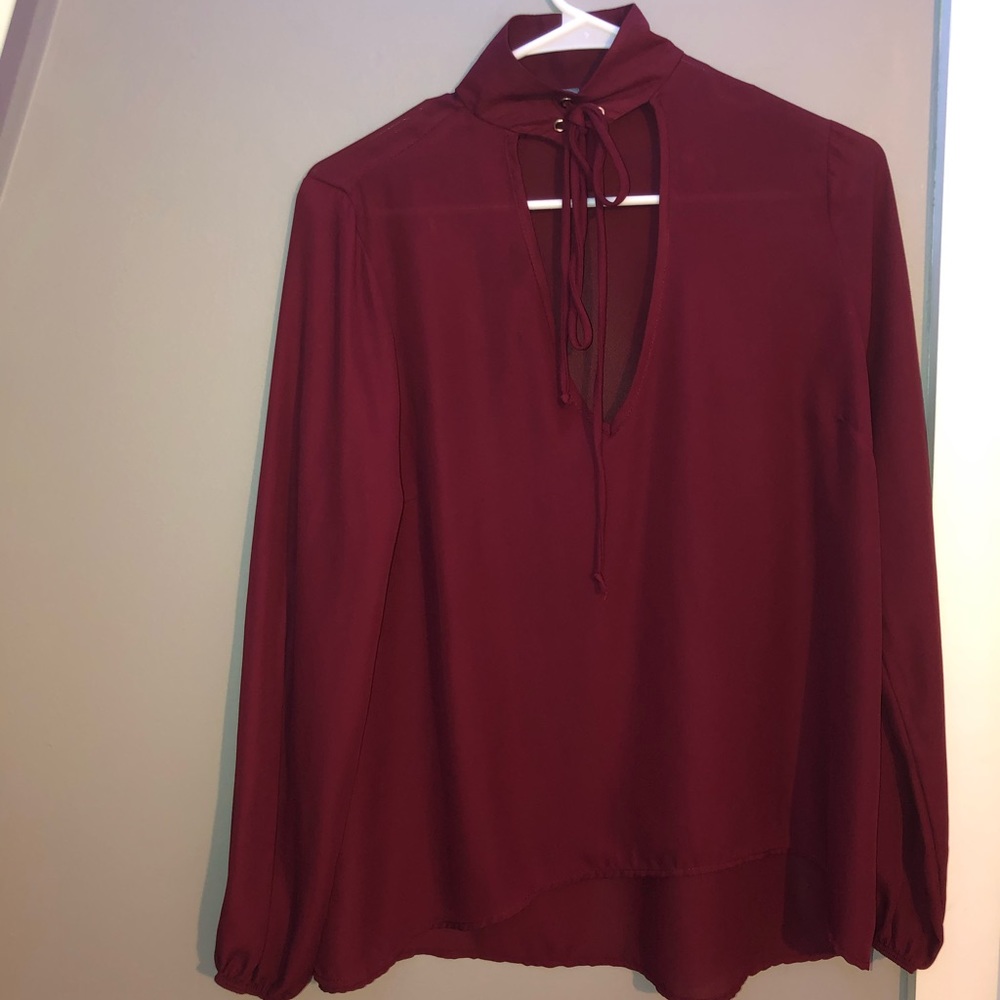 Red v-neck blouse
